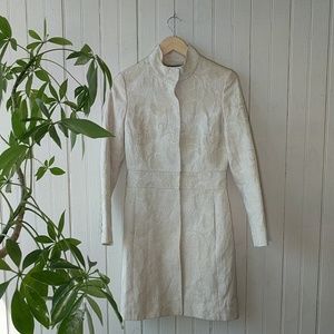Arden B Ivory victorian brocade jacquard coat S